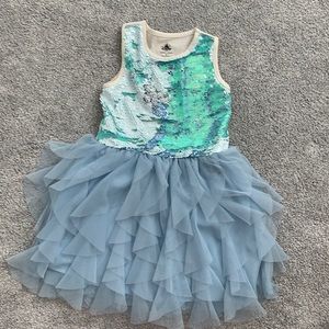 Disney Elsa flip sequin top dress Sz S EUC